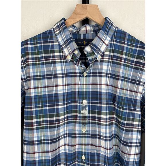 NEW Ralph Lauren Classic Fit Performance Button Down Shirt Mens Large Blue Plaid - Picture 2 of 11